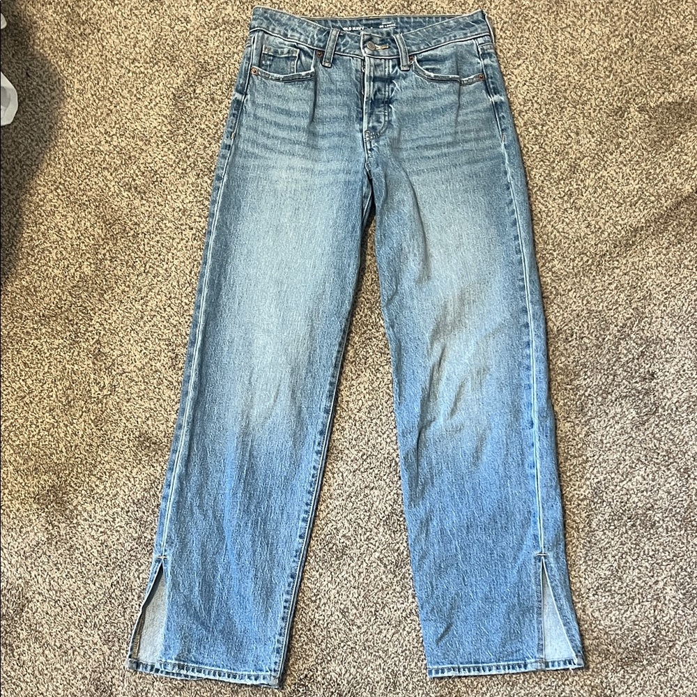 Blue Denim Jeans with Side Slits